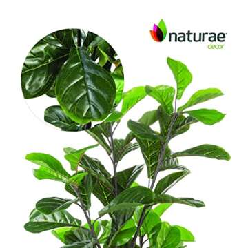 Naturae Decor Fiddle Leaf Tree - Lifelike Artificial Indoor and Outdoor House Plant - UV Resistant - 35 in High