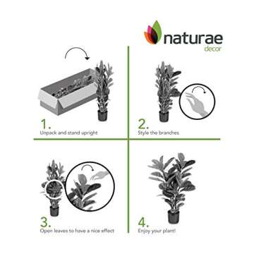 Naturae Decor Fiddle Leaf Tree - Lifelike Artificial Indoor and Outdoor House Plant - UV Resistant - 35 in High