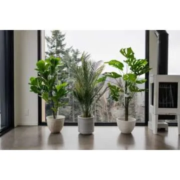 Naturae Decor Fiddle Leaf Tree - Lifelike Artificial Indoor and Outdoor House Plant - UV Resistant - 35 in High