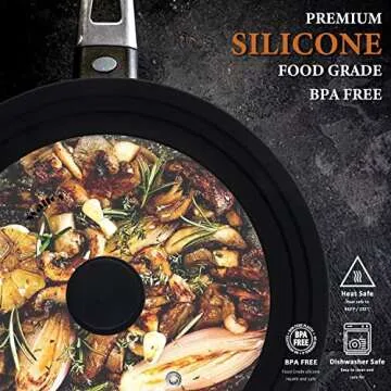 Universal Lid for Pots, Pans and Skillets - Tempered Glass with Heat Resistant Silicone Rim, Fits 10", 11" and 12" Diameter Cookware, Round