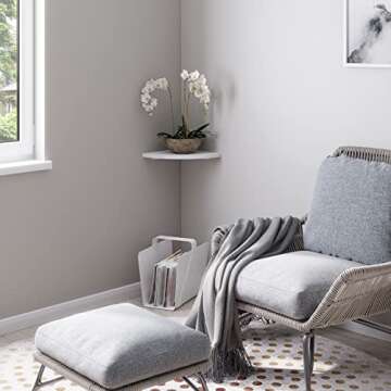 Ballucci Corner Shelf Wall Mount, Wood Floating Corner Shelf, for Bedroom, Living Room, Bathroom, Kitchen, Office, Kids Room, 12 x 12 inches, White