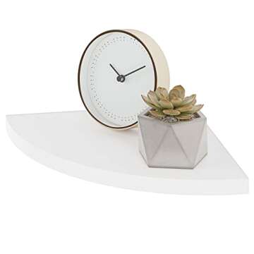 Ballucci Corner Shelf Wall Mount, Wood Floating Corner Shelf, for Bedroom, Living Room, Bathroom, Kitchen, Office, Kids Room, 12 x 12 inches, White