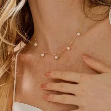 BRAYEG 14k Gold Pearl Drop Necklace for Women, Small Pearl Necklace Freshwater Pearl Necklaces Pearl Pendant Single Pearl Necklaces Simple Pearl Necklaces for Everyday Wedding Jewelry Gifts