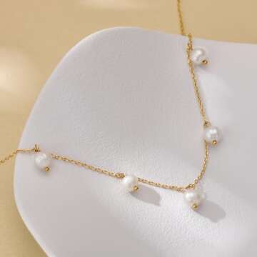 BRAYEG 14k Gold Pearl Drop Necklace for Women, Small Pearl Necklace Freshwater Pearl Necklaces Pearl Pendant Single Pearl Necklaces Simple Pearl Necklaces for Everyday Wedding Jewelry Gifts