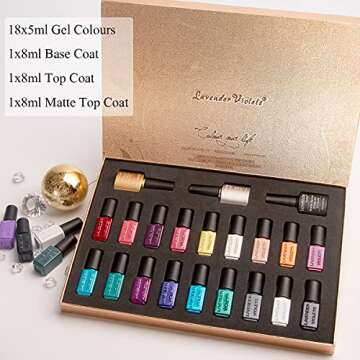 Lavender Violets Gel Nail Polish Kit with 18 Colors