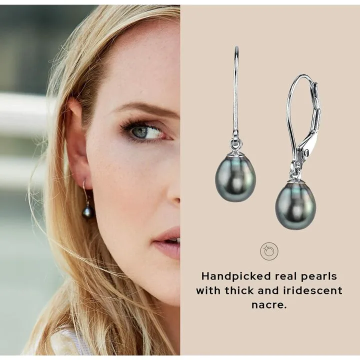 Tahitian Pearls 14k Gold Leverback Earrings