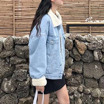 Ainangua Winter Sherpa Denim Jacket for Women