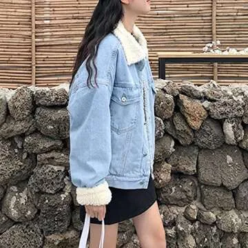 Ainangua Winter Sherpa Denim Jacket for Women