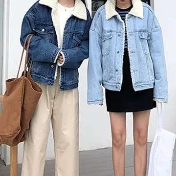 Ainangua Winter Sherpa Denim Jacket for Women