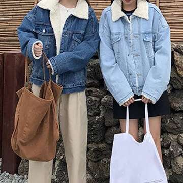 Ainangua Winter Sherpa Denim Jacket for Women