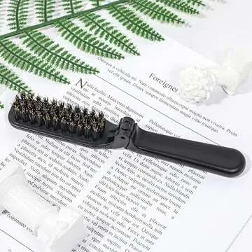 Mozeat Lens Folding Boar Bristles Brush, Collapsable Pocket Hair Brush with Natural Bristles, Anti-S...