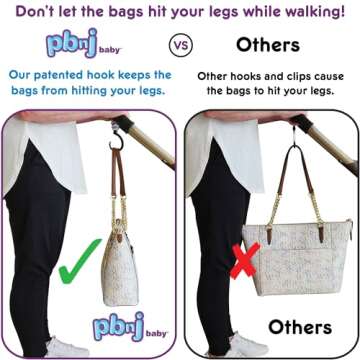 PBnJ baby Stroller Hooks 2 Pack Organizer Clip Travel Purse Shopping Diaper Bags