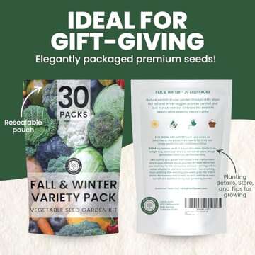Fall & Winter Seed Variety Pack | 30 Invidiual Packs | 2025 Season | Non-GMO | Beets, Arugula, Carro...