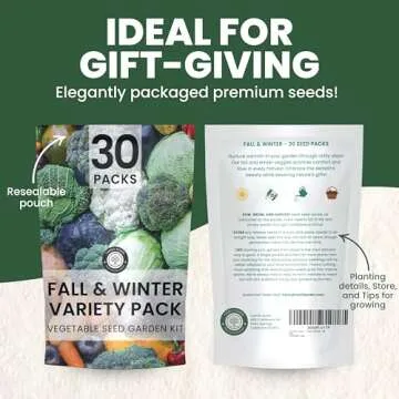 Fall & Winter Seed Variety Pack | 30 Invidiual Packs | 2025 Season | Non-GMO | Beets, Arugula, Carro...