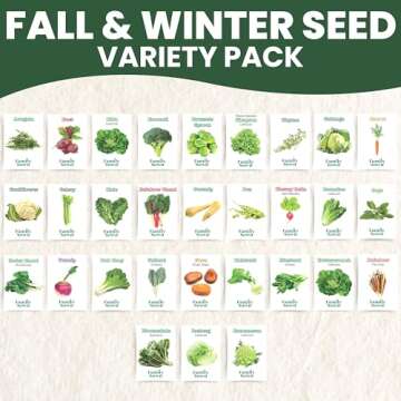 Fall & Winter Seed Variety Pack | 30 Invidiual Packs | 2025 Season | Non-GMO | Beets, Arugula, Carrots, Lettuce & More! | for Planting Indoor & Outdoor | by Family Sown
