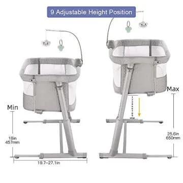 RONBEI Baby Bassinet Adjustable Portable Bedside Sleeper