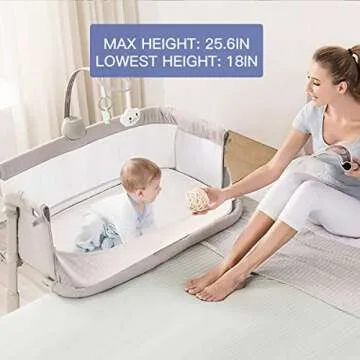 RONBEI Baby Bassinet Adjustable Portable Bedside Sleeper