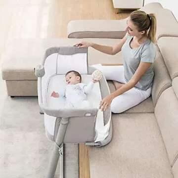 RONBEI Baby Bassinet Adjustable Portable Bedside Sleeper