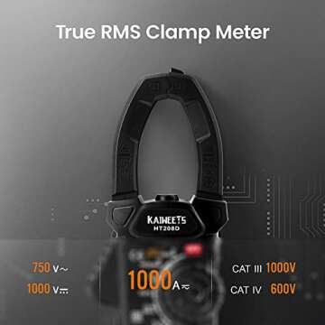 KAIWEETS HT208D Inrush Clamp Meter 1000A True RMS AC/DC Current Amp Meter, VFD, LOZ Mode, 6000 Count...