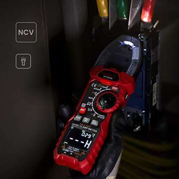 KAIWEETS HT208D Inrush Clamp Meter 1000A True RMS AC/DC Current Amp Meter, VFD, LOZ Mode, 6000 Counts, Measures Current Voltage Temperature Capacitance Resistance Diodes Continuity Duty-Cycle