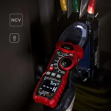 KAIWEETS HT208D Inrush Clamp Meter 1000A True RMS AC/DC Current Amp Meter, VFD, LOZ Mode, 6000 Counts, Measures Current Voltage Temperature Capacitance Resistance Diodes Continuity Duty-Cycle
