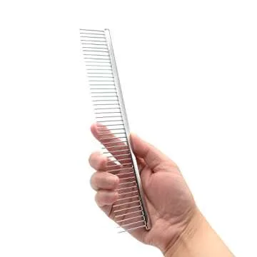 Chris Christensen 9in Coarse Poodle Butter Comb, Groom Like a Professional, Rounded Corners Prevent Friction and Breakage, Solid Brass Spin with Steel Teeth, Chrome Finish