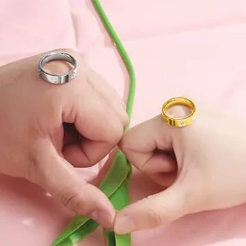 AmorArtSky Love Ring 18k Gold Silver Rings ：Friendship Ring With Screw Design Inlay Cubic Zirconia Stainless Steel Wedding Promise Bands Jewelry Mother's Day Birthday Gifts for Women, Size 6-10, 6 7 8