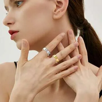 AmorArtSky Love Ring 18k Gold Silver Rings ：Friendship Ring With Screw Design Inlay Cubic Zirconia Stainless Steel Wedding Promise Bands Jewelry Mother's Day Birthday Gifts for Women, Size 6-10, 6 7 8