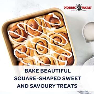 Nordic Ware Naturals Aluminum NonStick 9" Square Cake Pan for Perfect Baking