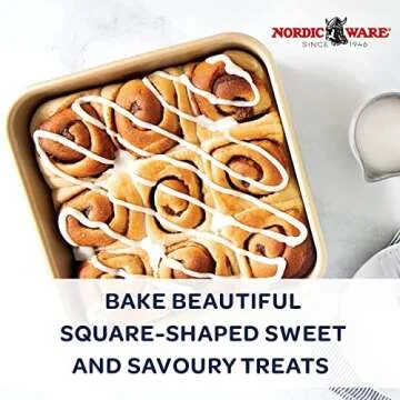 Nordic Ware Naturals Aluminum NonStick 9" Square Cake Pan for Perfect Baking