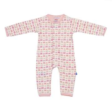 Magnetic Me SIMPLY (2 Pack) One-Piece Baby Coverall Romper 100% Organic Cotton Baby Clothing with Quick Magnetic Fastener Pink Dancing Elephants/Pink Melange 0-3 Months