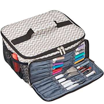 HOMEST Carrying Case for Cricut Joy and Cricut Easy Press Mini, Portable Tote Storage Organizer Bag with Handle for Pens and Craft Tool Set, Ripple