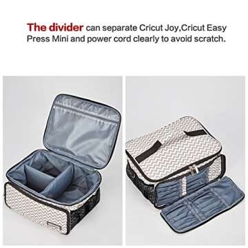 HOMEST Carrying Case for Cricut Joy and Cricut Easy Press Mini, Portable Tote Storage Organizer Bag with Handle for Pens and Craft Tool Set, Ripple