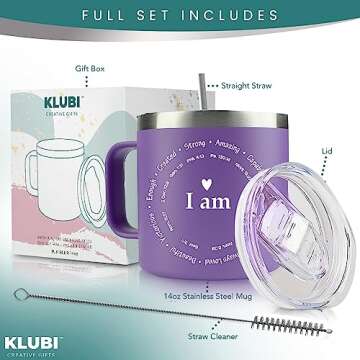 Christian Gifts for Women Faith - Purple Mug Tumbler 14 Ounce Uplifting Catholic Gifts Women, Christ...