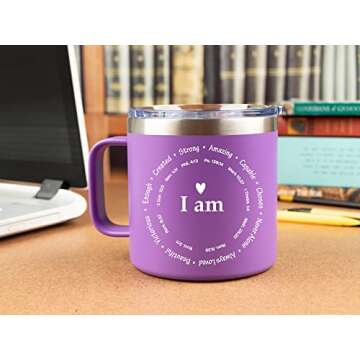 Christian Gifts for Women Faith - Purple Mug Tumbler 14 Ounce Uplifting Catholic Gifts Women, Christian Women Gifts, Religious Gifts for Women, Faith Based Gifts for Women - Empower with Every Sip