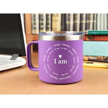 Christian Gifts for Women Faith - Purple Mug Tumbler 14 Ounce Uplifting Catholic Gifts Women, Christian Women Gifts, Religious Gifts for Women, Faith Based Gifts for Women - Empower with Every Sip