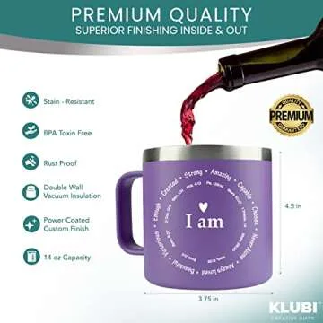 Christian Gifts for Women Faith - Purple Mug Tumbler 14 Ounce Uplifting Catholic Gifts Women, Christian Women Gifts, Religious Gifts for Women, Faith Based Gifts for Women - Empower with Every Sip