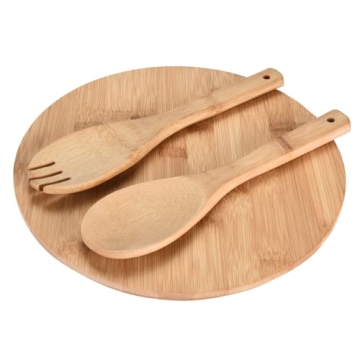 Bamboo Salad Bowls with Wooden Lids - Eco-Friendly Set of 3