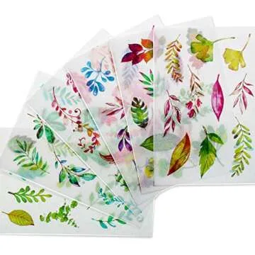 Leinuosen 18 Sheets Plant Decorative Stickers Cactus Leaves Flowers Stickers Succulent Plant Craft Labels for Scrapbooking Stationery Bullet Journals