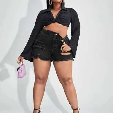 Shop High Waisted Plus Size Denim Shorts for Women