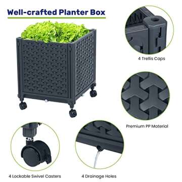 LINEX Raised Garden Planter with Trellis - Self-Watering