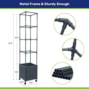 LINEX Raised Garden Planter with Trellis - Self-Watering