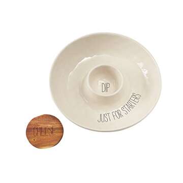 Mud Pie Covered Cheese Chip and Dip Serving Dish, White