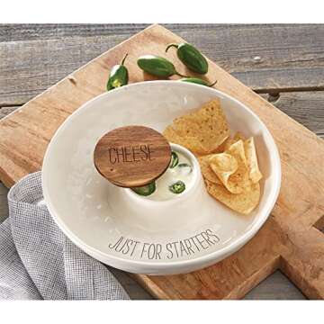 Mud Pie Covered Cheese Chip and Dip Serving Dish, White