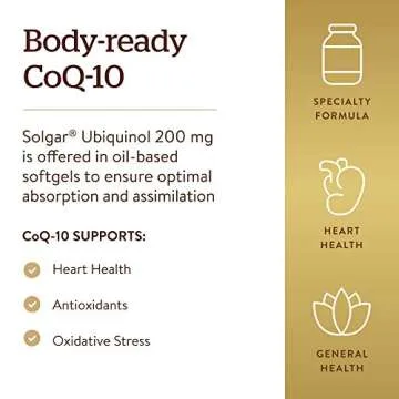 Solgar Ubiquinol 200 mg (Reduced CoQ-10), 30 Softgels - Promotes Heart & Brain Function - Supports Healthy Aging - Coenzyme Q10 - Ubiquinone Supplement - Gluten Free, Dairy Free - 30 Servings
