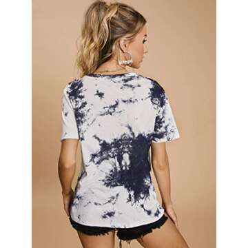 SOFIA'S CHOICE Women Tie dye Graphic Tee Shirt for Women Teen Girls Long Sleeve Casual Funny Cute T Shirt Top (A3-Black&White Tie dye01, Medium)