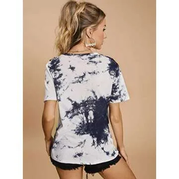 SOFIA'S CHOICE Women Tie dye Graphic Tee Shirt for Women Teen Girls Long Sleeve Casual Funny Cute T Shirt Top (A3-Black&White Tie dye01, Medium)