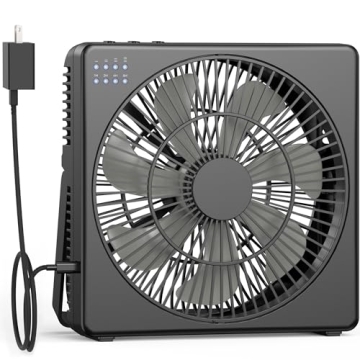 KITWLEMEN Table Fan - 8" Portable Desk Fan with 4 Cooling Speeds & 8H Timer, Box Fan Fit for Small W...