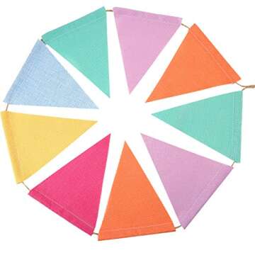 HESTYA 42 Pieces Colorful Pennant Banner Flag Multicolor Bunting Triangle Banner Pastel Pennants for Birthdays Easter School Carnival Garland Outdoor Events Party Hanging Decorations(Pastel)