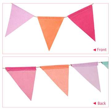 HESTYA 42 Pieces Colorful Pennant Banner Flag Multicolor Bunting Triangle Banner Pastel Pennants for Birthdays Easter School Carnival Garland Outdoor Events Party Hanging Decorations(Pastel)